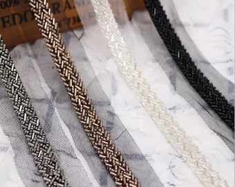 off white Bead trim, heavy bead lace trim, bead trim