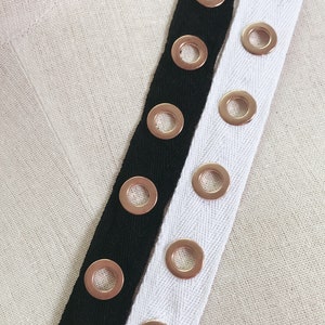 20mm coton blanc oeillets Twill bande de garniture par 1-yard, noir