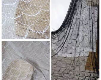 Wave Shape Lace Chantilly lace fabric, french bridal lace fabric, wedding gown lace, off white eyelash lace fabric