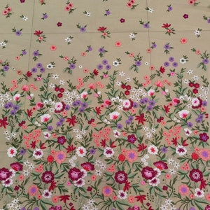 Colorful embroidered flowers lace fabric, embroidered tulle lace fabric with florals, 2024 new arrival lace fabric for dress, skirt