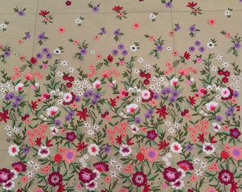 Colorful embroidered flowers lace fabric, embroidered tulle lace fabric with florals, 2024 new arrival lace fabric for dress, skirt