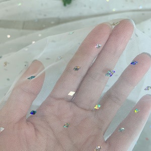 Sparkle tulle fabric with diamond glitters