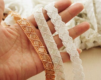 heavy beading trim, bugle bead trim, beading trimming belt by the yard