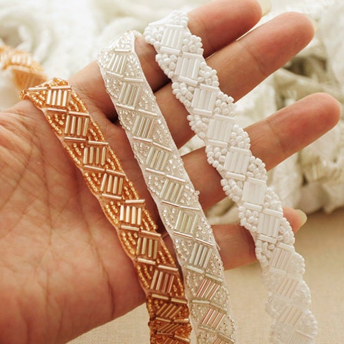 Heavy Beading Trim Bugle Bead Trim Beading Trimming Belt by Etsy
