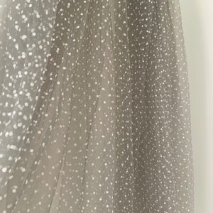 white tulle fabric with flocking velvet polka dots image 8