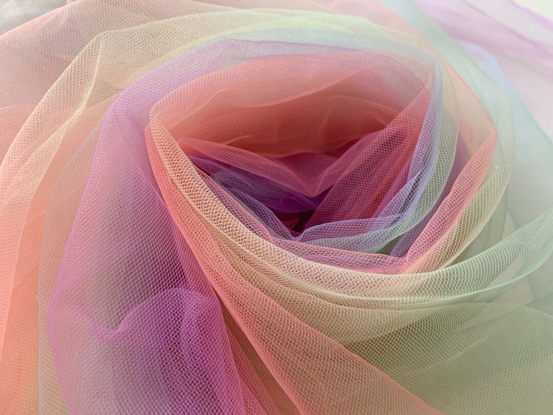 Tulle Fabric With Gradient Rainbow Color, Multiple Colors Mesh Lace ...