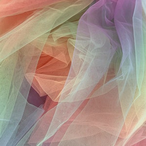 Soft Tulle fabric with Gradient rainbow color, multiple colors mesh lace fabric, ombre color mesh fabric