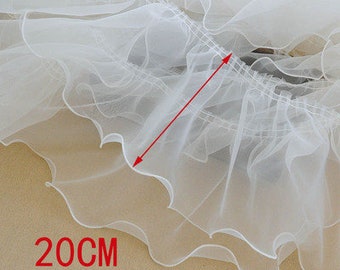 10 yards off white organza ruffles for skirts, dress