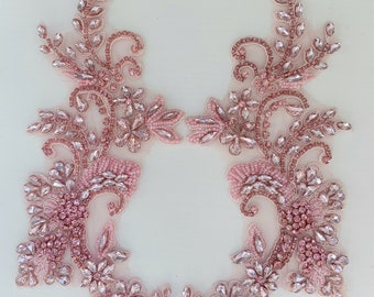 pink rhinestone applique with florals for dress