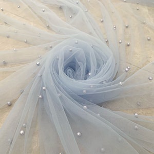 3 yards pearl bead tulle fabric for veils, dress, costume, backdrop, table dress, prop, curtains, wedding decors, party decors