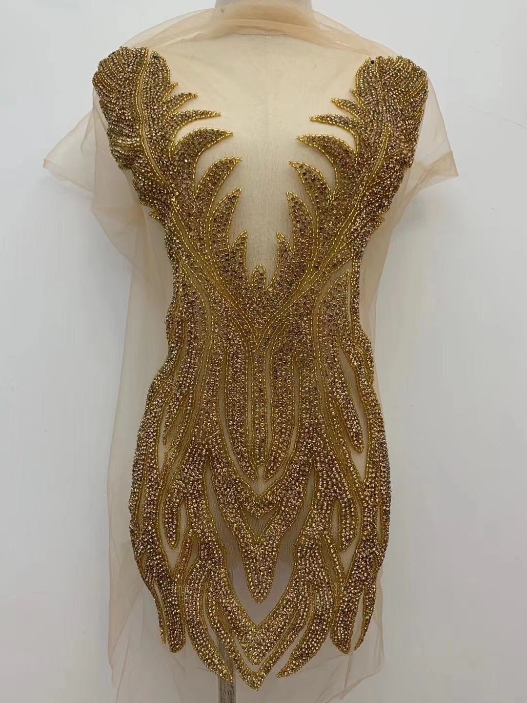 Gold Sequin Lace and Appliqué Dress, Elegant Prom Dress, Gold Evening  Dress, Wedding Reception Dress, African Lace Evening Gown, 