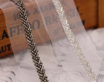 gray beaded lace trim, bridal sash, Bridal Belt, beaded jewelry Trim, Pearl Beading trim for Bridal Sash