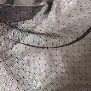 black plain tulle fabric with dots, mesh fabric, doted gauze lace fabric, polka dots net fabric for dress, tutu, veils, 1.5 meter wide