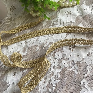 2 yards or fil fleur dentelle pour mariée, Costume ou bijoux, artisanat et couture
