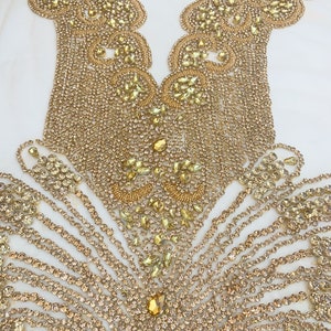 large rhinestone bodice applique, handcrafted crystal corset applique, crystal applique for dress, rhinestone applique for prom