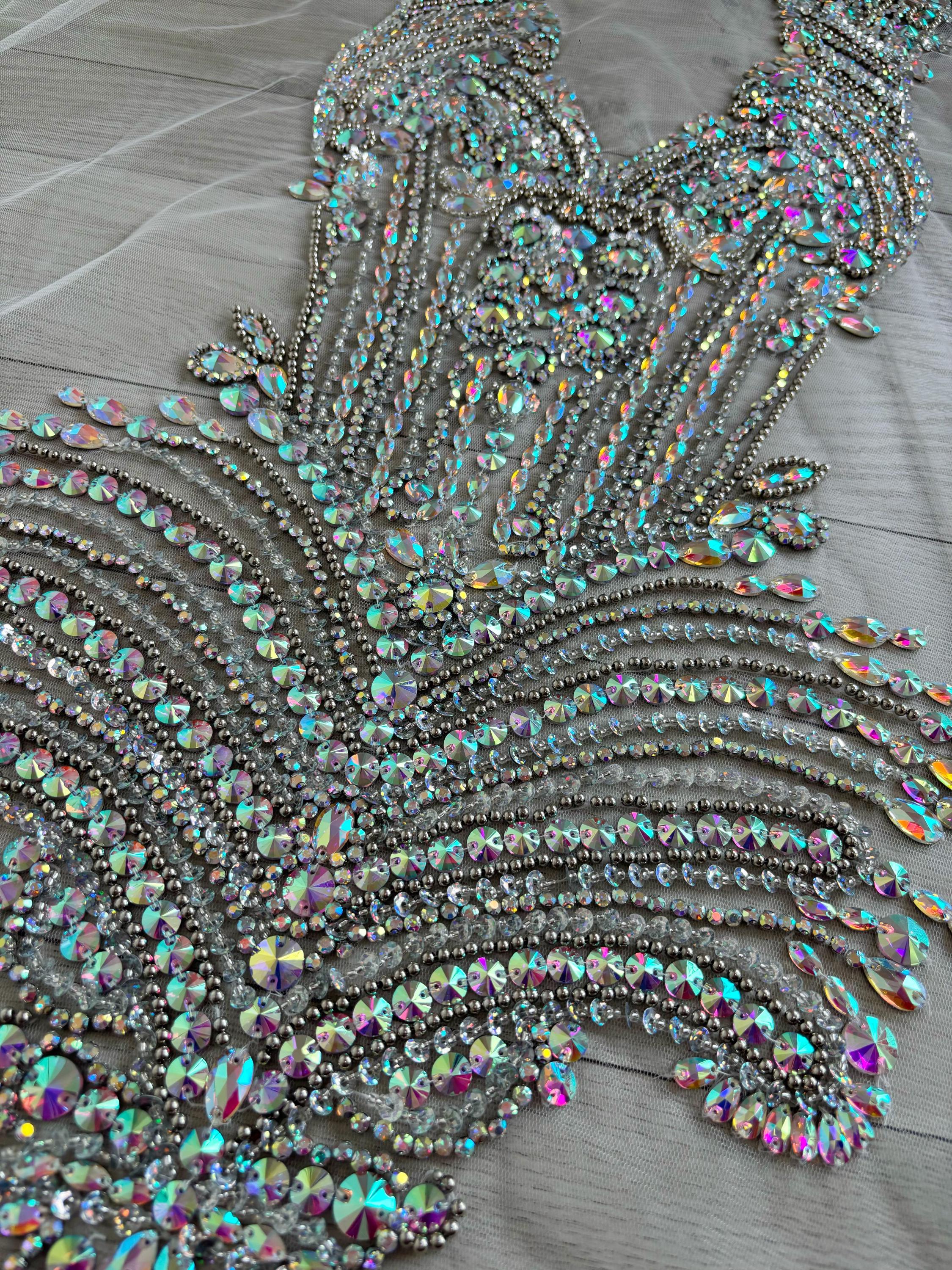 Full Body Purple Rhinestone Applique, Handcrafted Rhinestone Corset ...