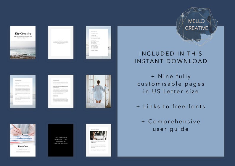 May include: A digital download for a creative planner, featuring nine customizable pages in US Letter size, links to free fonts, and a comprehensive user guide. The download is available instantly.