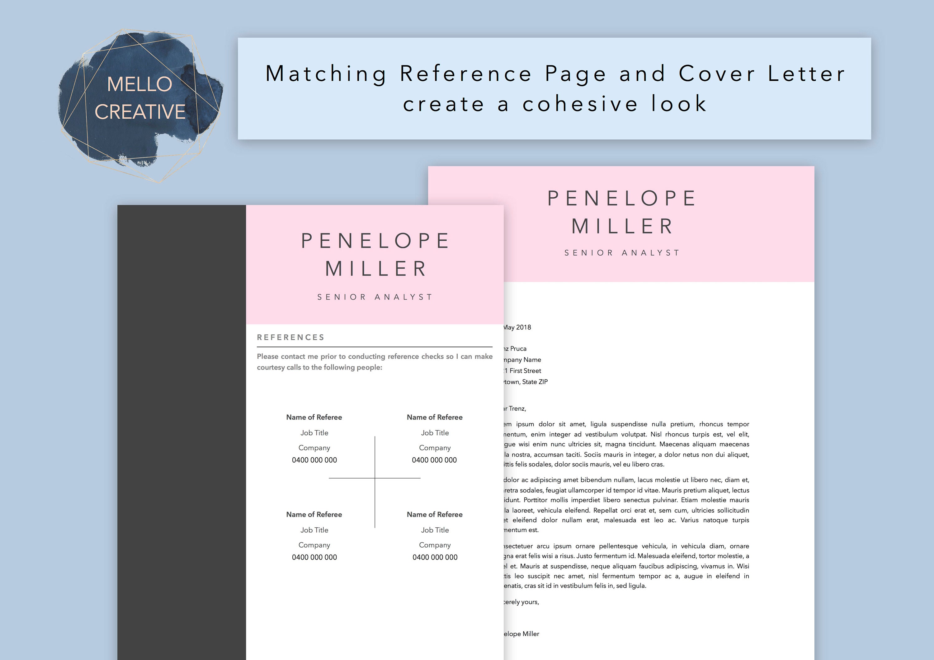 Customisable Blush Resume CV Template Package Mac Pages Etsy Canada