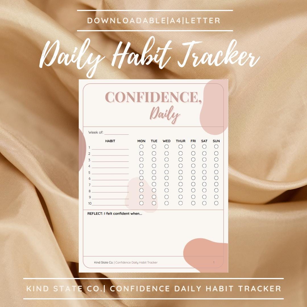 Confidence Daily Habit Tracker - Printable and Fillable PDF for Self ...