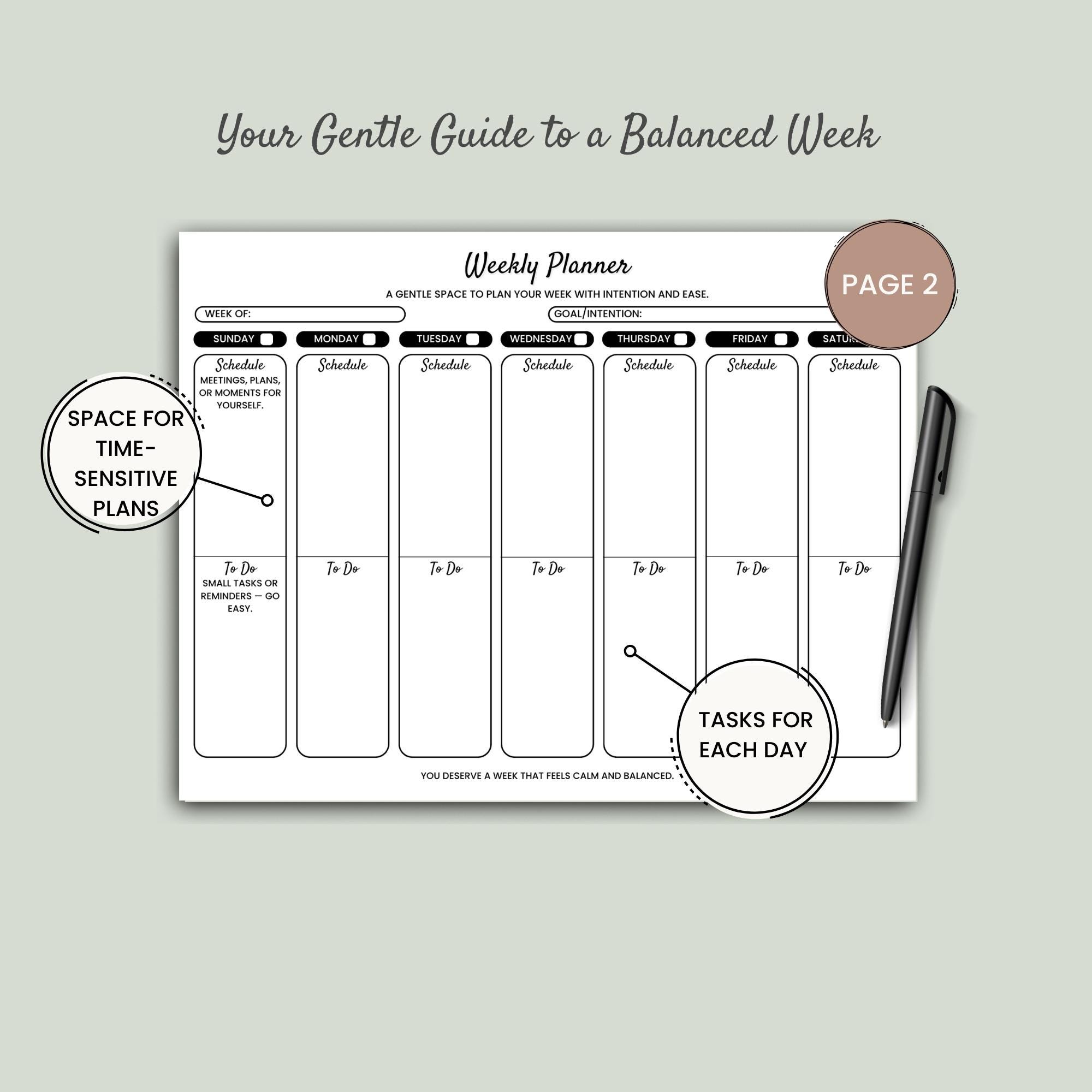 Weekly Reset Planner Printable | Self Care Planning Worksheet | Sunday ...