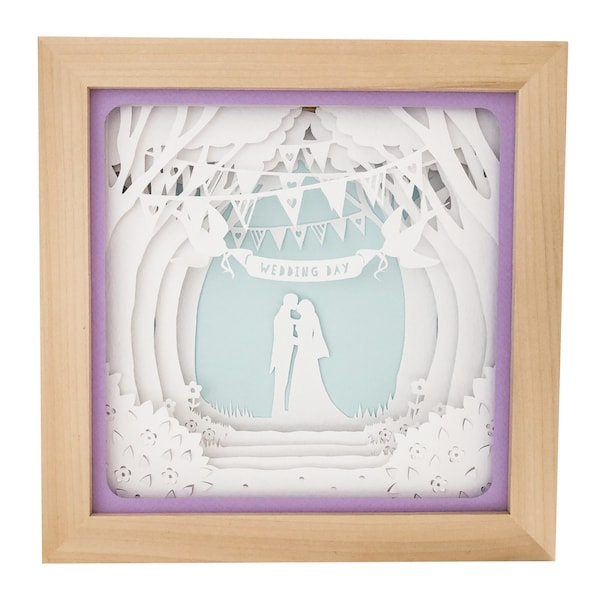 Wedding Couple Shadow Box SVG template , First Anniversary Layered Paper Cut Template 3D, Wedding Frame Paper Cut Craft Template