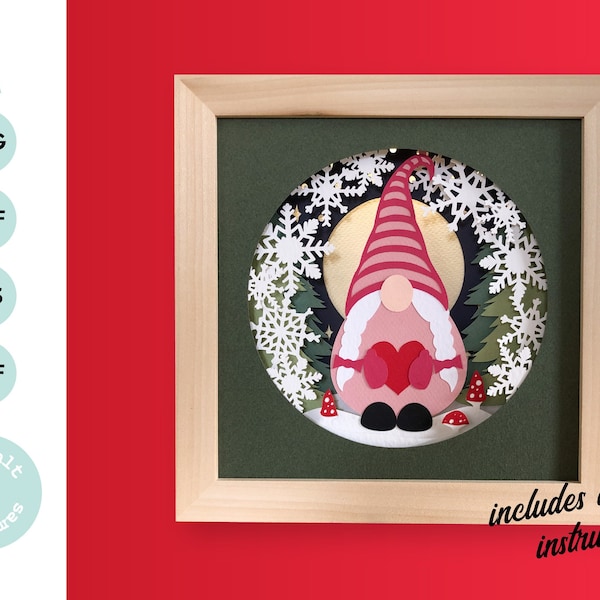 Gnome Christmas shadow box svg for cricut or silhouette machines, Tomte Nisse 3D Papercut template for hand cutting, DIY craft kits download Gnome Christmas shadow box svg for cricut or silhouette machines, Tomte Nisse 3D Papercut template for hand cutting, DIY craft kits download