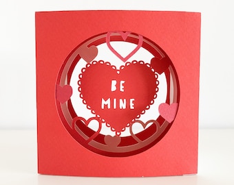 Valentine’s 3D Tunnel Card, svg for Cricut Joy, Cricut or silhouette machines, Papercut template for hand cutting, DIY craft kits download