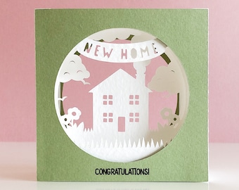 New Home 3D Tunnel Card, svg for Cricut Joy, Cricut or silhouette machines, Papercut template for hand cutting, DIY craft kits download