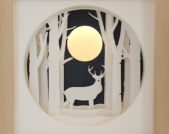 Deer Shadow Box Layered Papercut SVG - Etsy