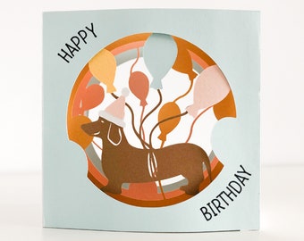 Birthday 3D Tunnel Card, svg for Cricut Joy, Cricut or silhouette machines, Papercut template for hand cutting, DIY craft kits download