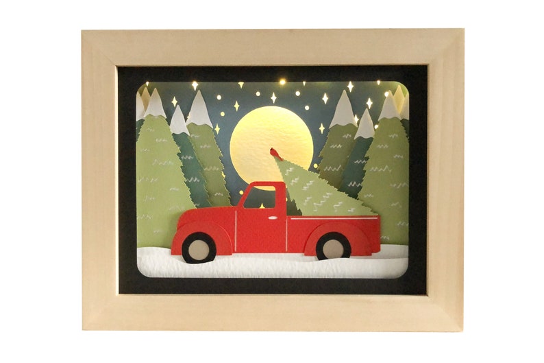 Truck Christmas Shadow Box Svg for Cricut or Silhouette | Etsy