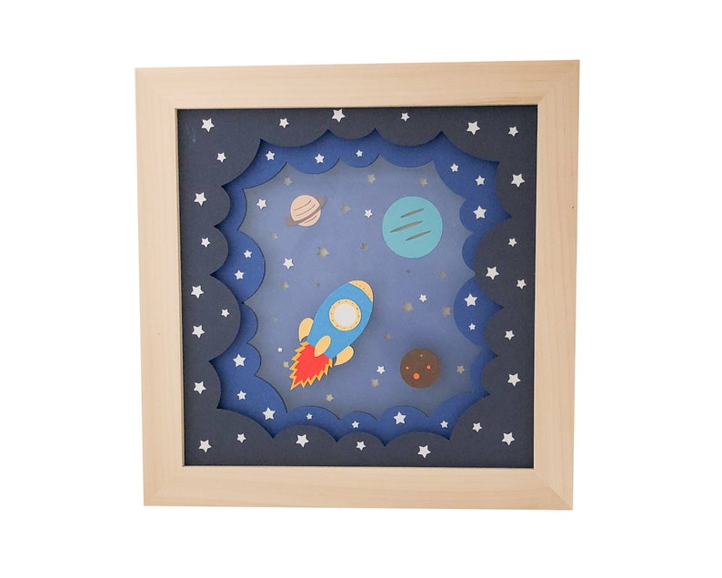 Download Rocket Ship Shadow Box SVG Papercut Template 3D Space ...