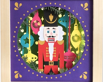 Christmas Nutcracker Shadow Box SVG Layered 3D Papercut, 3D Papercut template for hand cutting, DIY craft kits download