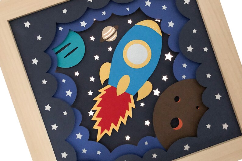Download Space Shadow Box And Light Box Svg Rocket Ship Shadow Box Svg Papercut Template 3d Layered Paper Cut Template For Hand Or Machine Cutting Scrapbooking Papercraft Incrementum Pe