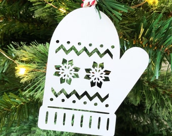 Four Winter Fairisle Mitten Glove SVG, Christmas Ornament Laser Cut Template, Digital Download Files for Handcutting and Machine Cutting