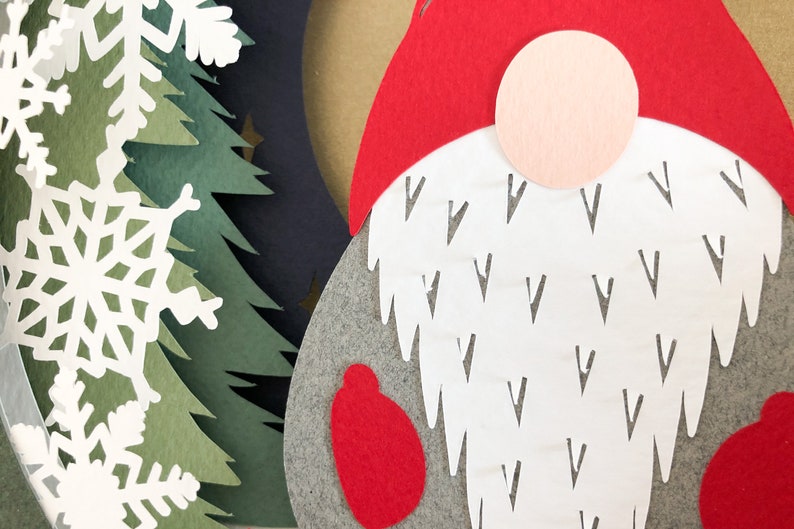 Download Gnome Christmas shadow box svg for cricut or silhouette | Etsy