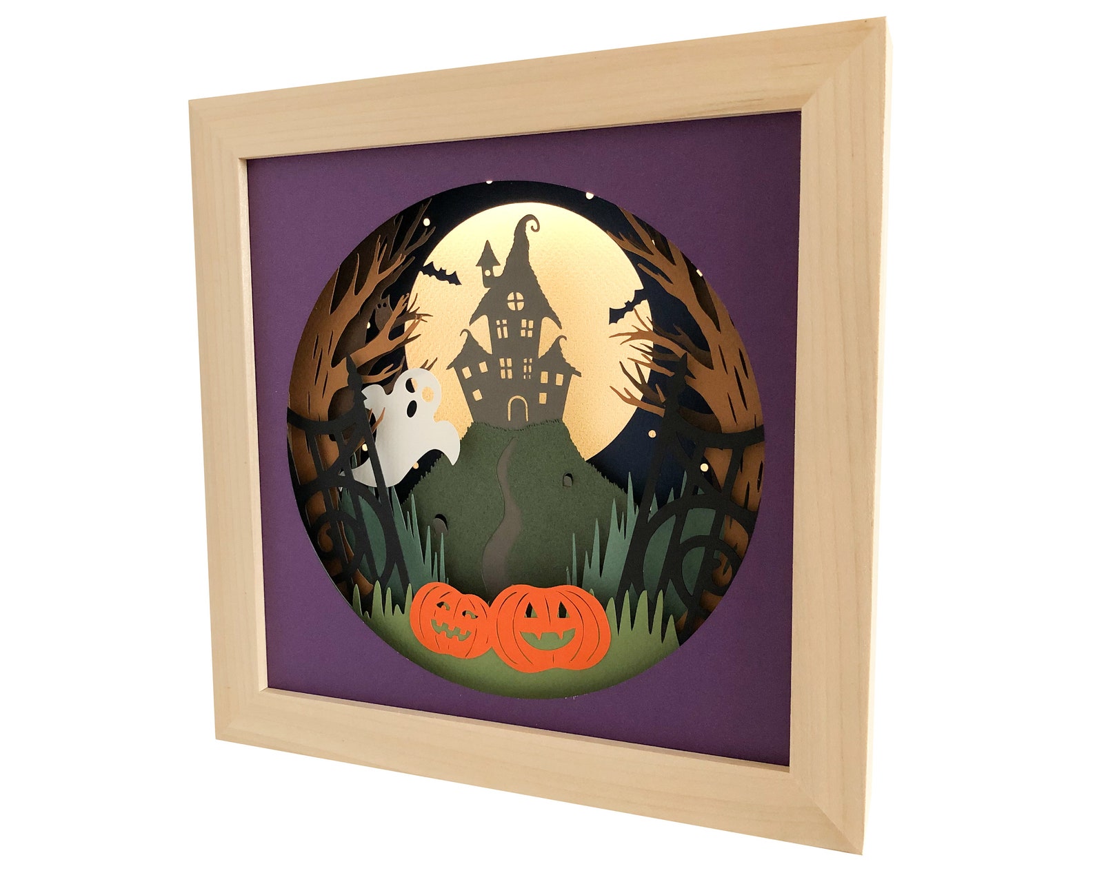 Halloween Shadow Box SVG Papercut Template 3D Haunted House - Etsy Canada