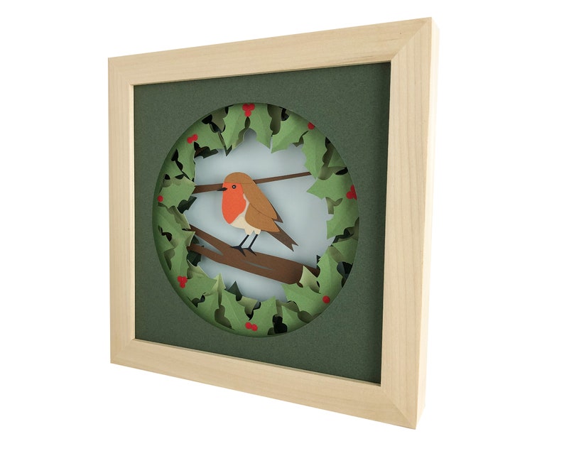 Download Robin Christmas shadow box svg for cricut or silhouette | Etsy