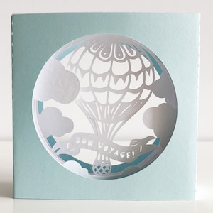 Modello di carta tunnel SVG con mongolfiera Bon Voyage 3D Shadow Box