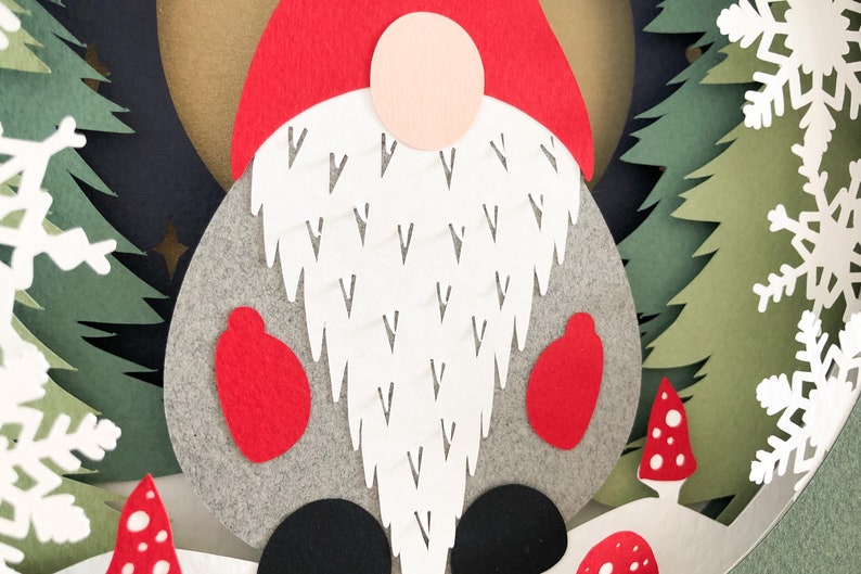 Download Gnome Christmas shadow box svg for cricut or silhouette | Etsy