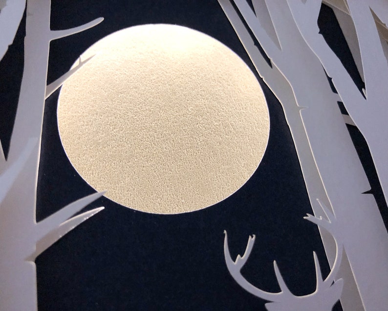 Cerf cerf ombre boîte modèle Papercut SVG 3D, boîte d'ombre des bois et caisson lumineux Svg, modèle de découpe de papier en couches pour la découpe à la main ou à la machine image 8