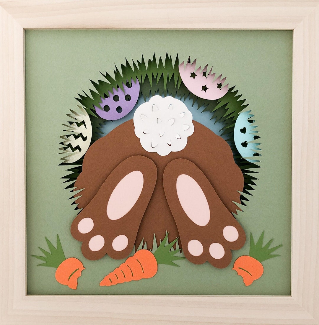 Easter Bunny Butt and Feet 3D Shadow Box SVG Layered Papercut Template ...