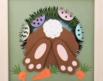 Easter Bunny Butt and Feet 3D Shadow Box SVG Layered Papercut Template