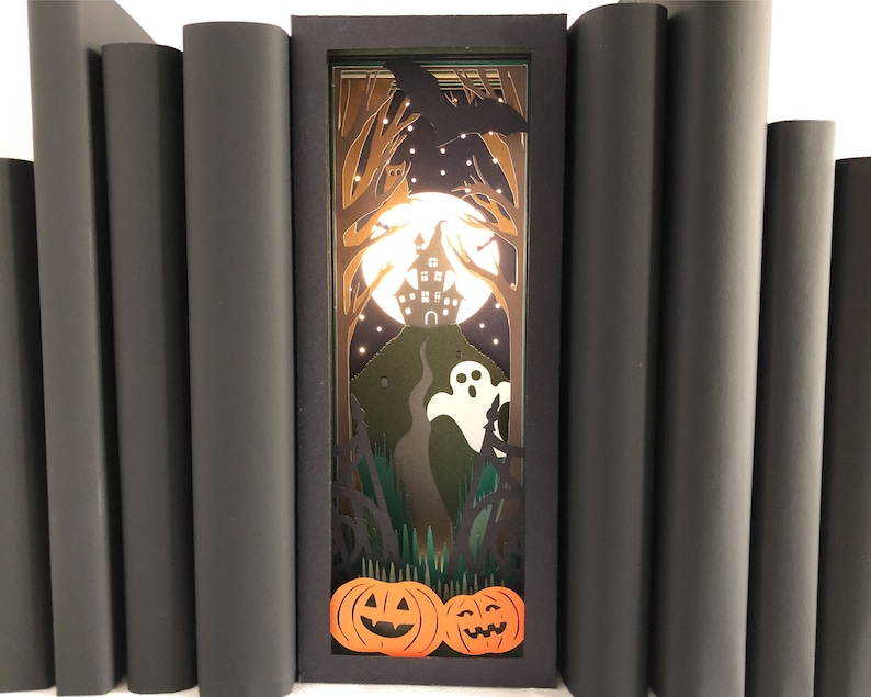Download Halloween book nook diorama shadow box svg for cricut or ...