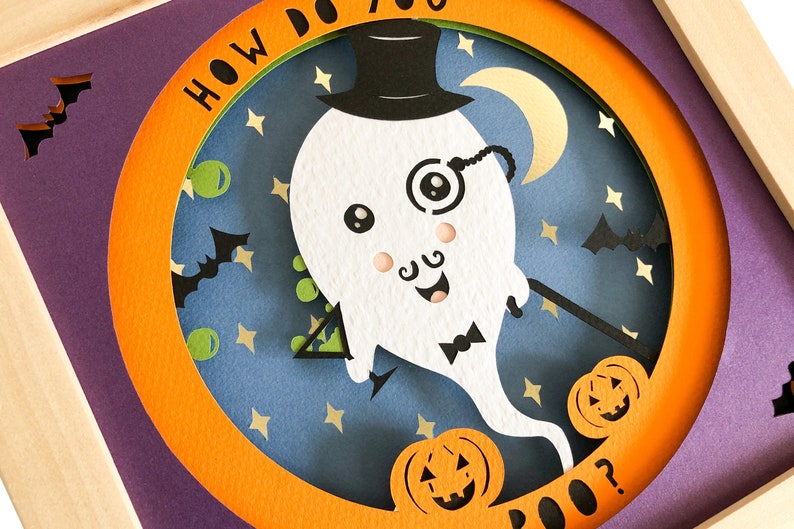Cute Ghost Halloween Shadow Box Svg for Cricut or Silhouette - Etsy