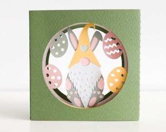 Easter Gnome 3D Shadow Box SVG Layered Tunnel Card Template