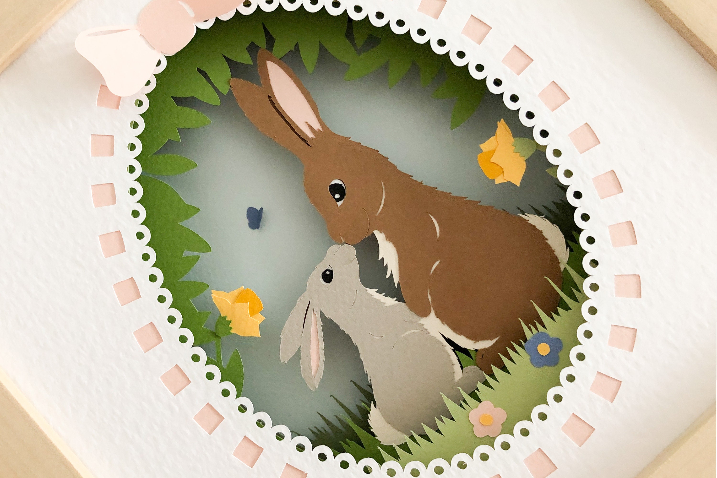 Easter bunny rabbit shadow box svg for cricut or silhouette