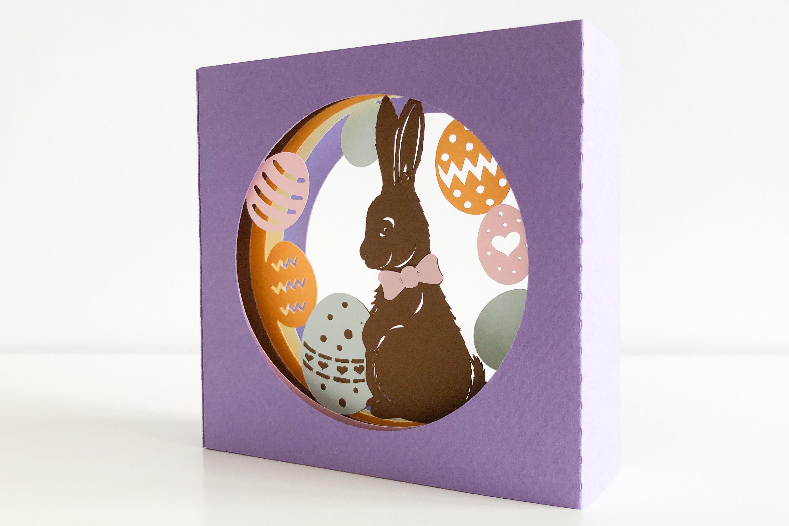 Easter Bunny 3D Shadow Box SVG Layered Tunnel Card Template - Etsy ...