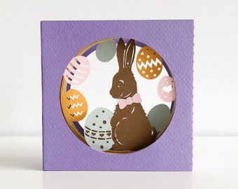 Easter Bunny 3D Shadow Box SVG Layered Tunnel Card Template