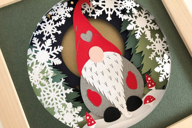 Download Gnome Christmas shadow box svg for cricut or silhouette | Etsy